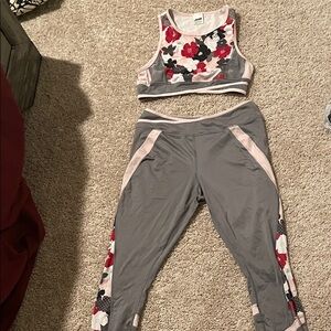 Avia Gray and Pink Floral Track Pants & Joggers